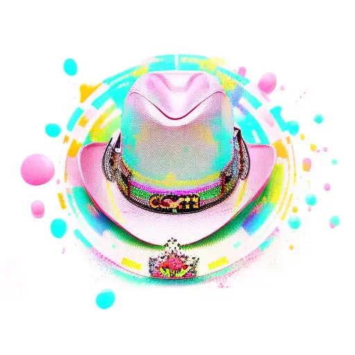 Calico With Pink Cowboy Hat Colored