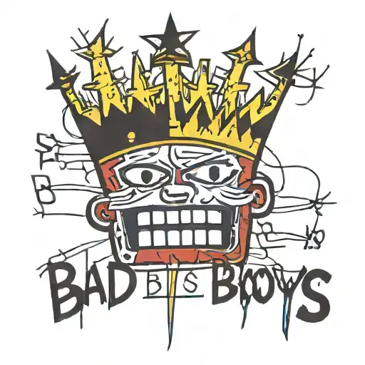 Basquiat Crown And Text 'Bad Boys'
