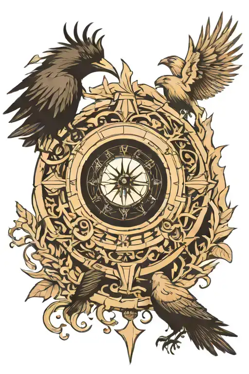 Sand Clock Compass Raven Forest