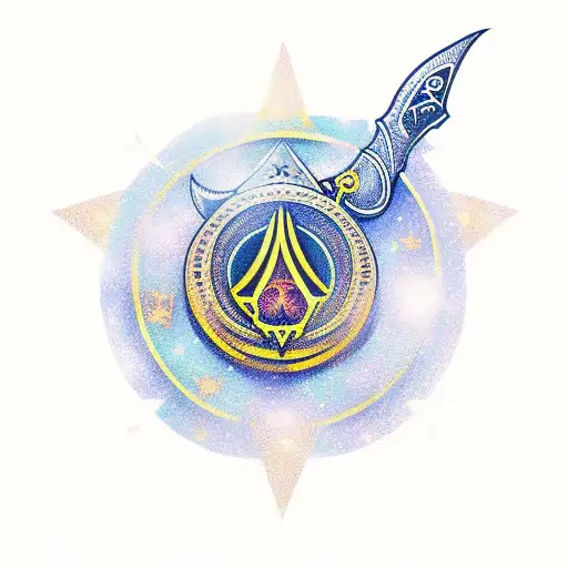 Design Tattoo That Incorporates A Crescent Moon And Ace Of Spades Symbol