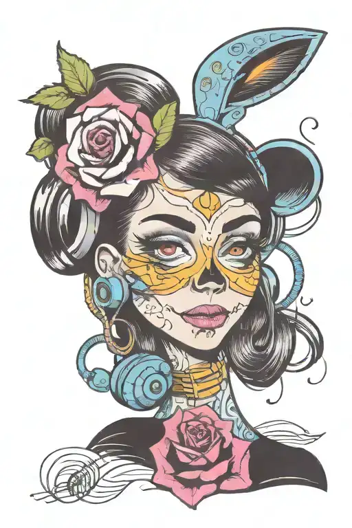 Caterina Skull Wearing Headphones