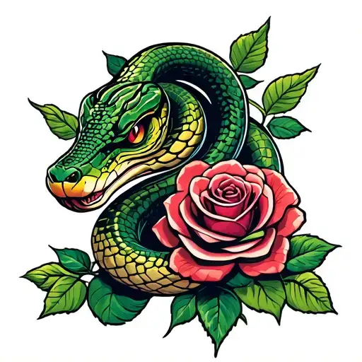 Snake With Roses Growing
