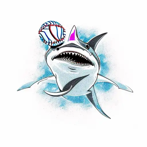 Shark With S Crown With Baseball Ball