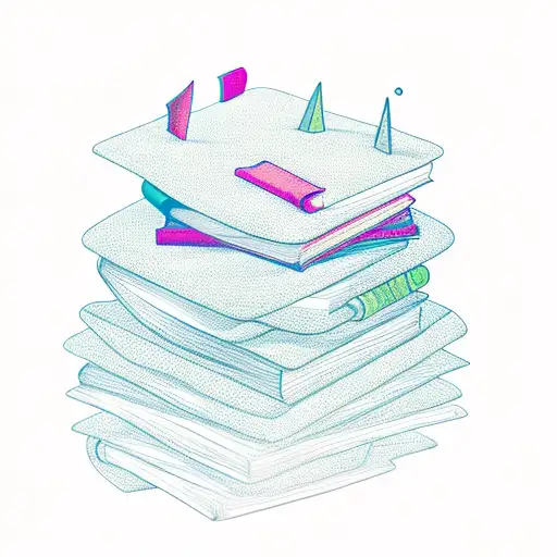 A Stack Of Five Books With Tree Growing Out The Top