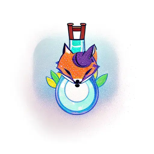 Kawaii Fox Swimming In A Potion Bottle