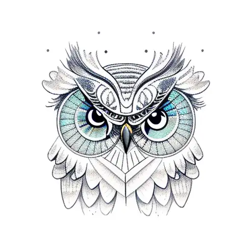An Owl Tattoo With Intricate Ornament Details