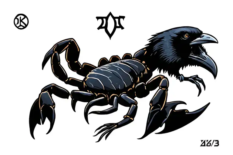 Scorpion With Raven With Slavic Runes And Date
