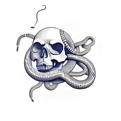 Skull With Snake Around