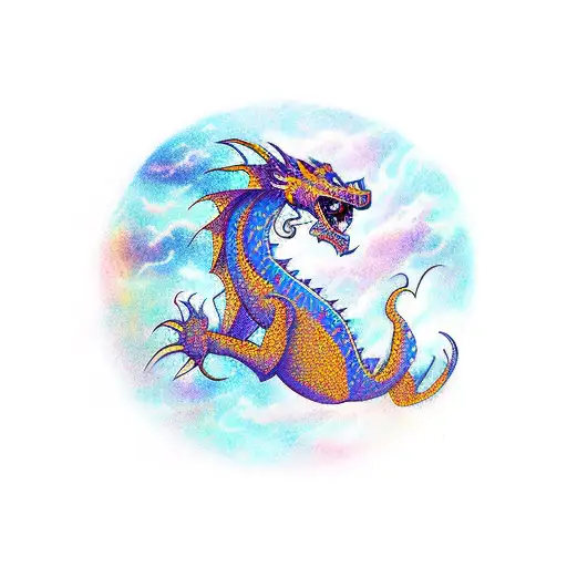 A Fierce Dragon Flying In The Nightsky