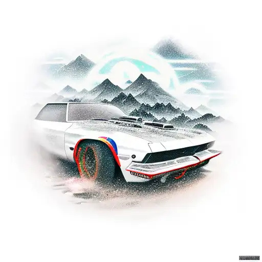 An Army Mechanic Working On A Modified Car With A Backdrop Of Japanese Scenery