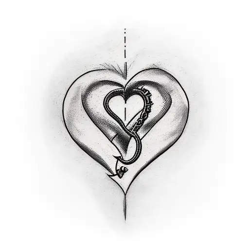 A Simple Tattoo Of A Heart Being Torn By An Anchor And A Band Around It Saying Valmir