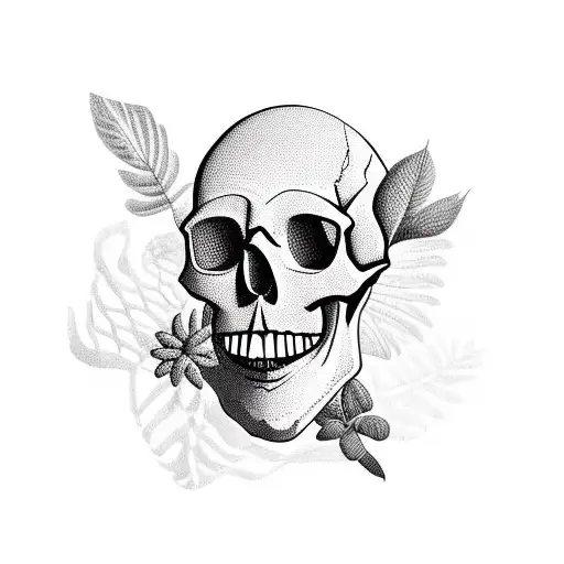 Skull With Plants Growing From It