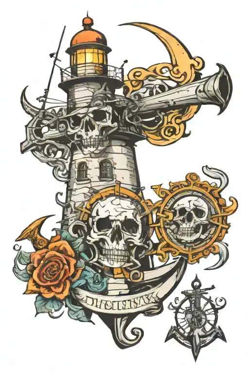 Skulls Lighthouse Compass Anchor