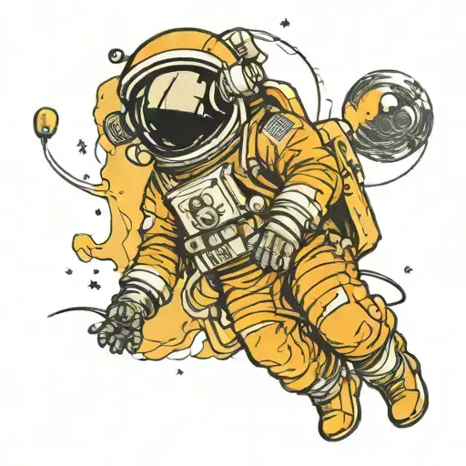 Astronaut Floating In Space His Helmet Off And His Head Is Blowing Up