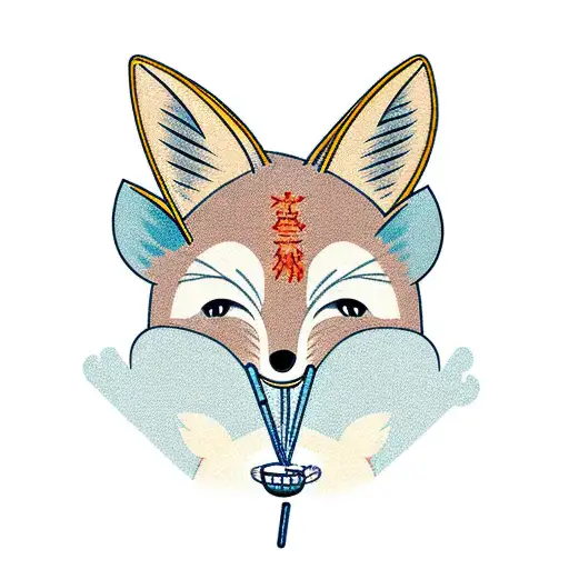 Kawaii Fox Eating Ramen