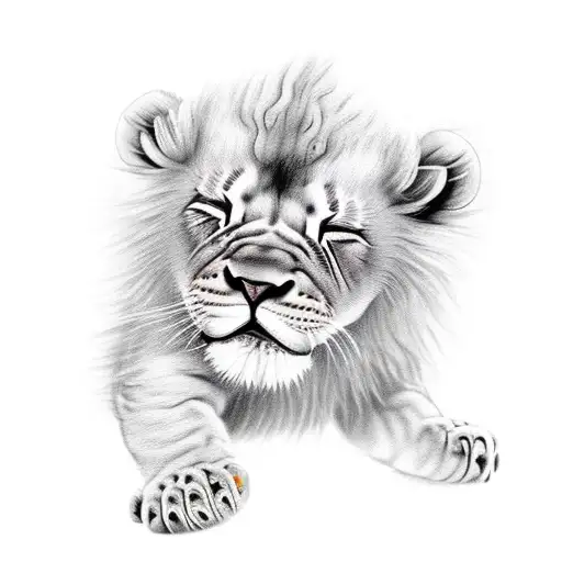 Cute Baby Sleeping Lion