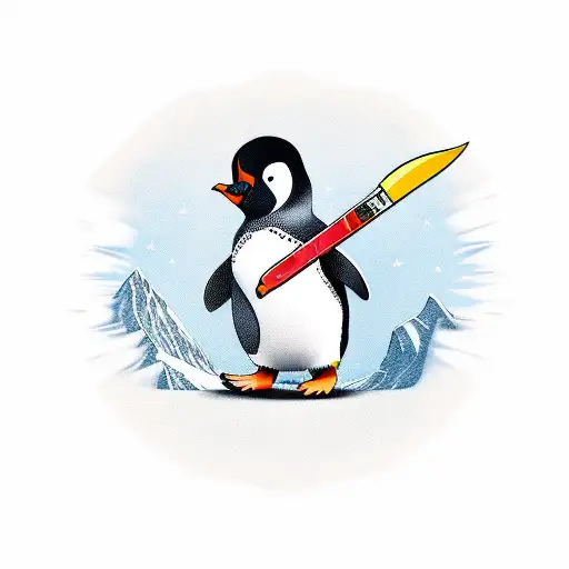 Penguin Holding A Dagger
