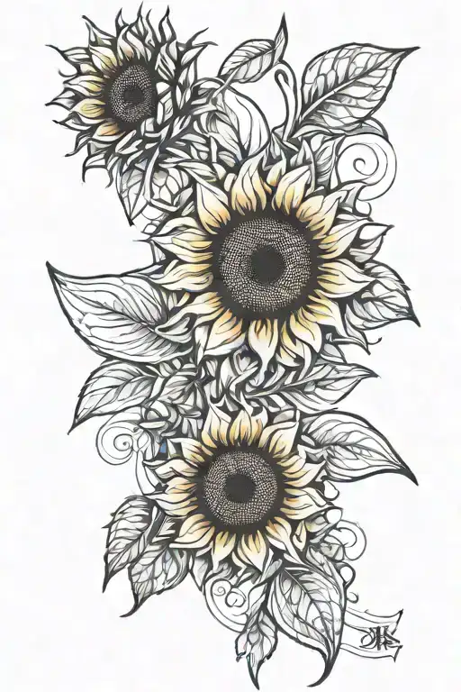 Sunflower And Geometric Design