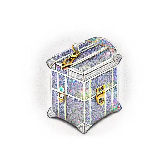 Treasure Chest With Diamonds Sparkles With Space For Names Inside