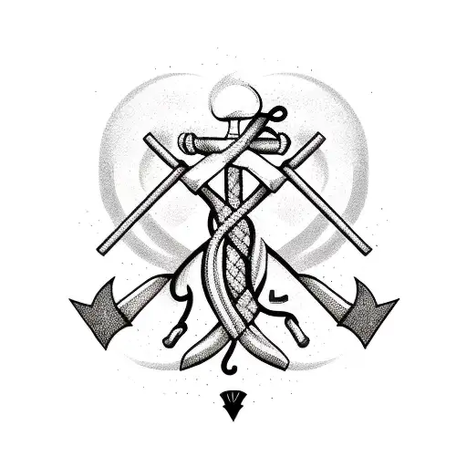 Create A Tattoo Design That Incorporates An Anchor And Arrow In A Blackwork Style