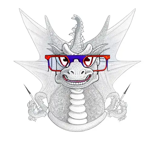 A Dragon With Glasses And A Hat With A Nike Logo