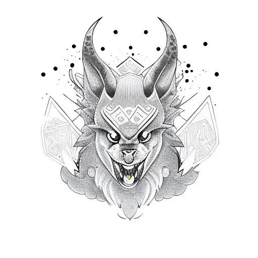 A Dotwork Design Featuring A Fusion Of An Animal And A Popular Gaming Symbol