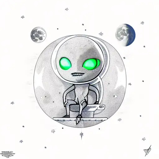 Alien Sitting On The Moon