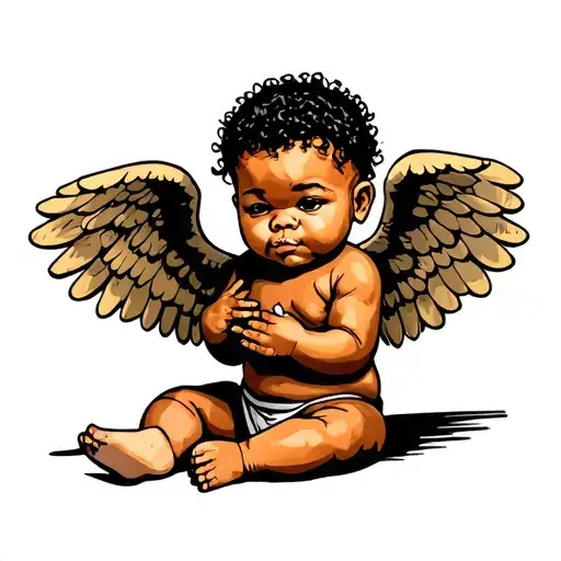 Black Baby Angel Sitting
