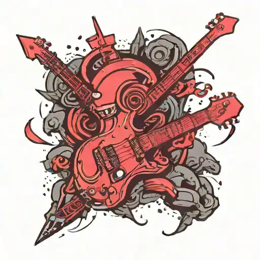 Rock Guitar Themed Tattoo Design