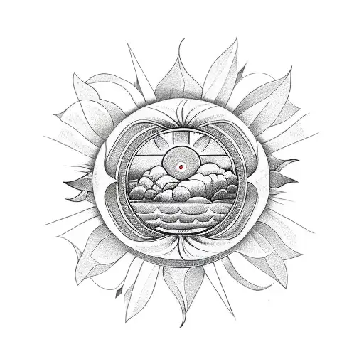 Lotus With Moon And Sun