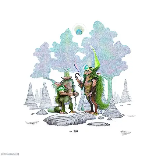 Goblin Shaman Surrounded By Mystical Creatures In A Forest