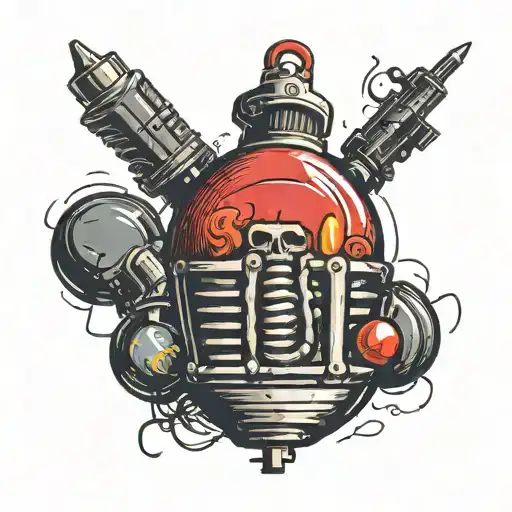 An Organ And Black Grenade With A Red X