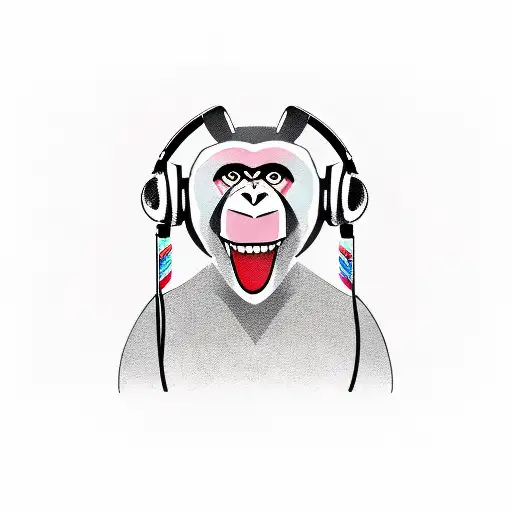 Monkey Playing Midi Keyboard Wearing Headphones