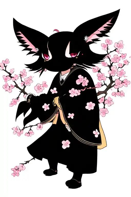 Japaness Samuri Leaning Aginsit A Cherry Blossom Tree