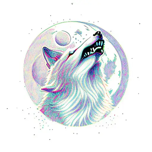 Silhouette Of A Wolf Howling At A Bleeding Moon