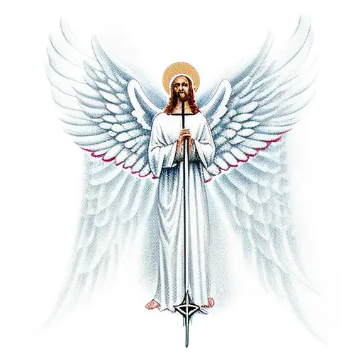 Christian Cross With Majestic Angel Wings