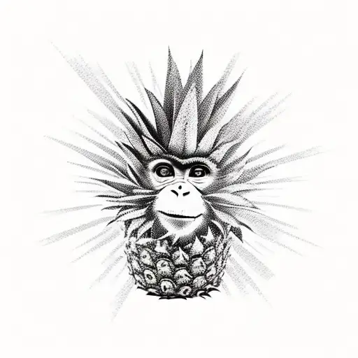 A Monkey Throwing A Handgranade Designed As A Pineapple