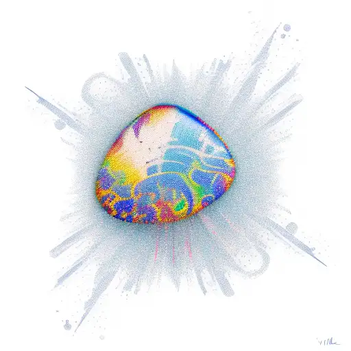 An Explosive Guitar Pick Against A Background Of Waves Or Lines Representing Music And Power