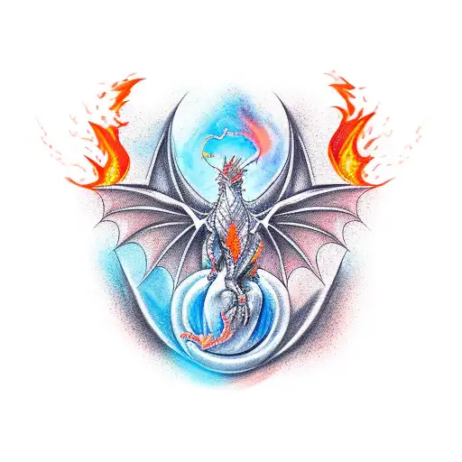 Dragon Emerging From A Fiery Volcano