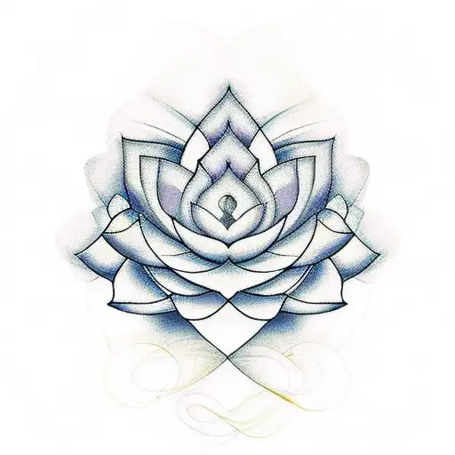 Karma-inspired Musical Notes Intertwining With A Lotus Flower
