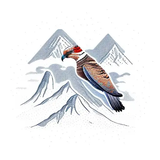 Rufous Bellied Eagle And Mountains