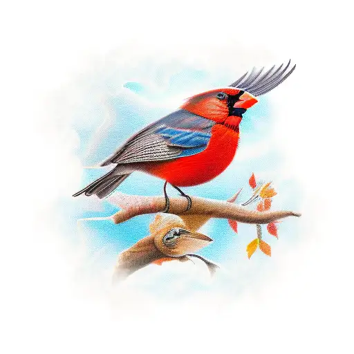 Virginia State Frame With Red North Cardinal