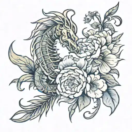 Scorpio And Virgo With Flowers Aster And Peony Flowers