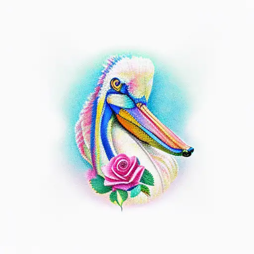 Pelican With A Rose In Its Mouth