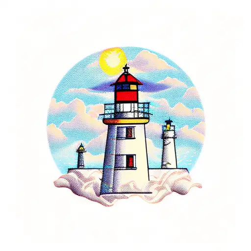 Lighthouse On Coast With Sunset