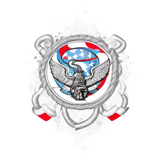 An Abstract New-school Design Incorporating Marine Corps Symbols And Vibrant Colors