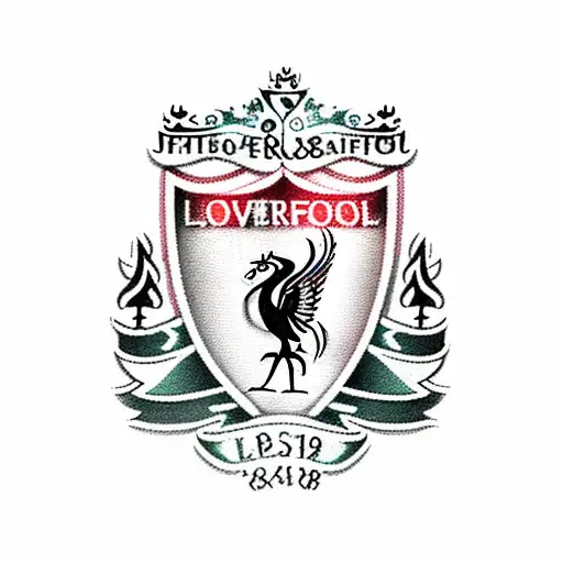 A Tattoo Of The Liverpool Football Club Badge With A Comic Book Twist