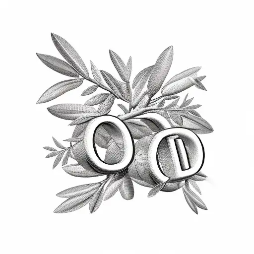 Letter D With Olive Branch And Something Italian