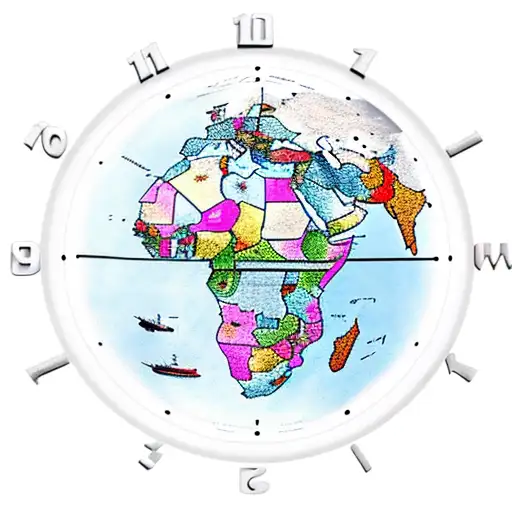A Clock And A Globe On The Africa Side In A Collage
