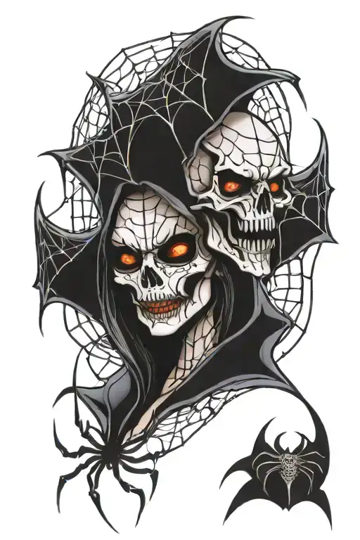 Female Vampire Skulls Spider Web